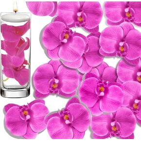 20 Pcs White Artificial Orchid Flower for Floating Candle Centerpieces, Faux Flower Head and stem DIY Crafts Bouquet for Bridal Bouquets Flower Arrangements Table Centers Home Decor.