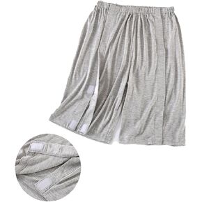 Nursing Pants,Bedridden Patient Pants,Tear Away Pants with 2 Sides Magic Stickers for Post-Surgery,Incontinence Dialysis,Full Open Down Cotton Rip Off Pants for Hip Replacement Grey