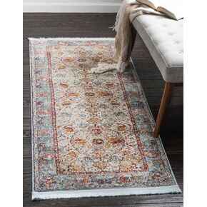 Unique Loom Baracoa Collection Area Rug - Rumba (2' 2" x 8' Runner, Light Blue/ Cream)