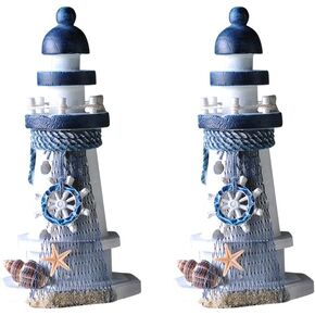 Beavorty Mini Lighthouse Figurine Decor: Wooden Miniature Lighthouse Decor Ornaments Nautical Theme Lighthouse Miniature Landscaping Decorations Lighthouse Decor
