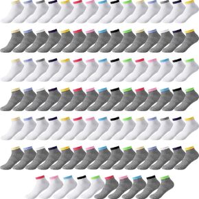 Handepo 100 Pair Low Cut Ankle Socks for Women Athletic Bulk Socks for Running Casual Outdoor Activities (Assorted Style)