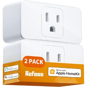 Refoss Smart Plug WiFi Outlet Work with Apple HomeKit, Siri, Alexa, Google Home, Smart Socket with Timer Function, Remote Control, No Hub Required, 15A, 2 Pack
