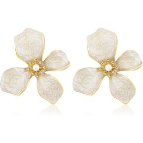 Flower Stud Earrings Cute Flower Drop Earrings Trendy Pearl Statement Earrings Chic Floral Earrings for Women