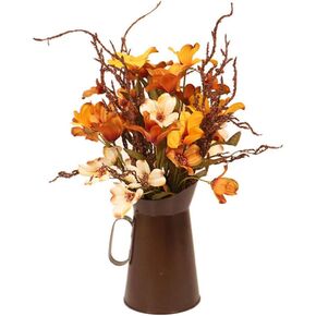 BFYDOAA Decorative Fall Floral Arrangements, Artificial Silk Flower Bouquets in Vase for Autumn Harvest Halloween Thanksgiving Table Ornament