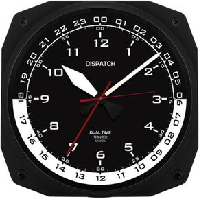 Trintec 12 & 24 Hour 10" Square Military Time Swl Zulu Time 24hr 10" Wall Clock Black Dial with White Moon DSP-10