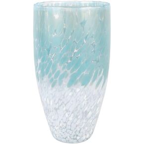 Vietri Nuvola Light Blue & White Tall Vase 6" D, 11.25" H, 120 oz Glass Flower Vase, Living RoomDecor
