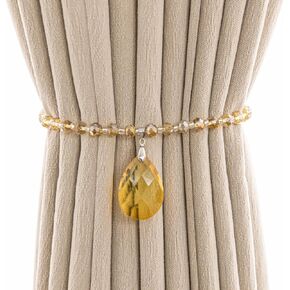 Handmade Magnetic Curtain Tieback,Crystal Curtain Buckle, Luxury Curtain Holdbacks,Suitable for Bedroom, Living Room (Crystal Yellow)