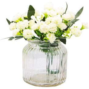 Ornerx Ribbed Glass Vase for Home Decor Clear 4.3" H