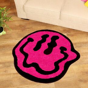 Whaline Smile Face Bath Rug Pink Abstract Trippy Happy Face Tufted Bath Mat Non Slip Absorbent Bathroom Shower Rugs Front Door Mat Carpet Floor Rug for Home Kitchen Bedroom Entrance Toilet Bathtub
