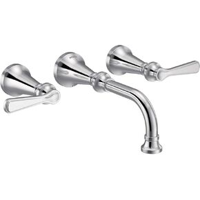 Moen TS44104 Colinet Traditional Lever Handle Wall Mount Bathroom Faucet Trim, Valve Required, Chrome