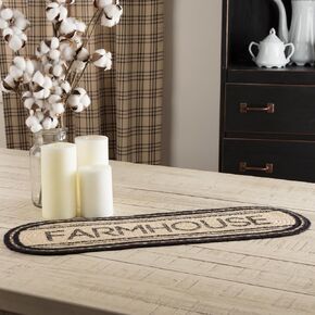 VHC Brands Sawyer Mill Charcoal Farmhouse Table Decor Handwoven Natural Jute Table Runner 8x24