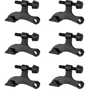 Door Stopper Hinge, Black 6 Pack - Heavy Duty Adjustable Hinge Pin Door Stop Hardware with Rubber Bumper Tips