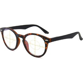 MIRYEA 360 Degree Ring Focus Lens Progressive Multifocal Reading Glasses Computer Multifocus Readers for Men Women Blue Light Blocking Lightweight Presbyopic Eyeglasses No Blind Zone Portable Eyewear