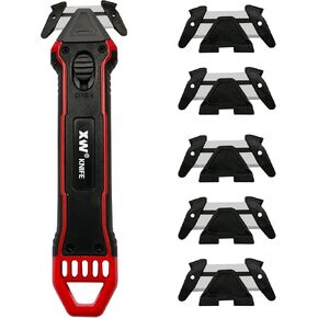 XW Safety Box Cutter with Quick Blade Change, Extra 5 Replacement Blades Included