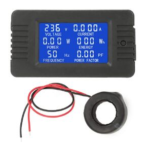 Volt Amp Meter Digital AC Voltage Current Power Energy Meter Tester Monitor with Closed Type CT 100A, PZEM-022 LCD Display Multimeter Voltmeter Ammeter Power Measurement Gauge