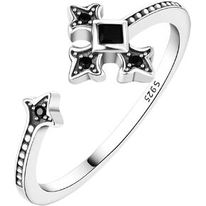 Rings for Women, 925 Sterling Silver 18k Gold Plated Rings, Adjustable Promise Open Crystal Ring for Women Men Couple Wedding Engagement Jewelry Gifts