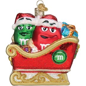 Old World Christmas M&M'S in Sleigh Glass Blown Ornament for Christmas Tree