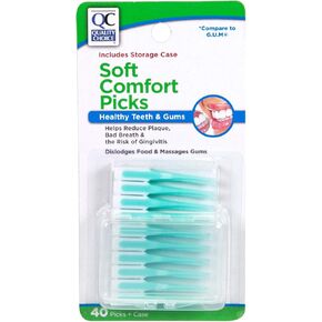 Quality Choice Soft Comfort Picks Teeth & Gums with case 40 Count Each (2)