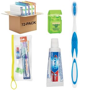 SmileGoods Adult Dental Care Kit with Toothbrush, Toothpaste, and Floss, Pack of 72