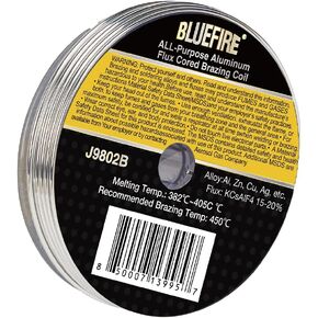 BLUEFIRE J9802B 1/4lb Flux Cored Low Temperature Aluminium Brazing Coil All Purpose Welding Coil for Almost All Metals Soldering Propane Torch Universal Welding Rods flux Free