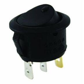 NTE Electronics 54-546 مفتاح متأرجح بفتحة دائرية مع أسطورة، دائرة SPDT، تشغيل/إيقاف (تشغيل)، مشغل نايلون، محطات توصيل سريعة 0.185 بوصة، 16 أمبير، 125 فولت