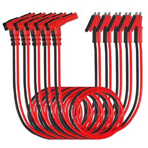 5Pack Multimeter Test Leads Right Angle Banana Plug to Alligator Clip Heavy Duty Silicone Wire 14 Gauge for Electrical Testing 3 Feet/1m