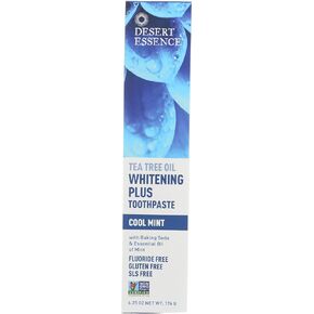 Desert Essence, Tea Tree Oil Whitening Plus Toothpaste, Cool Mint, 6.25 oz (Pack of 1)