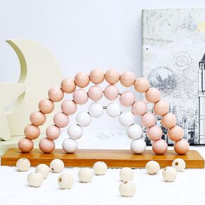 Rainbow Nursery Decor for Girls Room, 9.25 x 4.5 Inch Wood Boho Pastel Rainbow Kids Nursery Playroom Bedroom Decoration Bookshelf Wooden Rainbow Decor for Girls