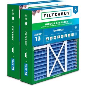 Filterbuy 20x22x5 Air Filter MERV 13 Optimal Defense (2-Pack), Pleated HVAC AC Furnace Air Filters Replacement for Amana, Goodman, Nordyne, and Five Seasons (Actual Size: 19.50 x 21.94 x 5.25 Inches)