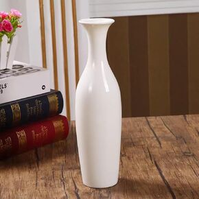 White Ceramic Flower Vase,11.8 Inch Tall Modern Textured Vases for Home Decor,Living Room,Bedroom,Bathroom,Kitchen,Centerpieces,Office,Minimalism Style Design for Pampas Grass Vase
