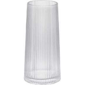 10" High Sturdy Handmade Ribbed Clear Glass Vase for Flower and Plants with Elevated Modern Design, Glass Flower Vase, Lego Flower Bouquet, for Living Room, Dinning Table, Wedding (Clear, 4.8"x10")