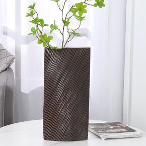 Leewadee - Brown Floor Vase for Pampas Grass, Large Flower Vase for Home Decor, 16 inches, Resin