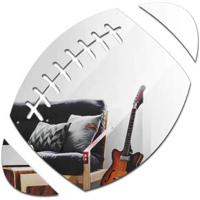 ODOTTAA, Sports Theme Football Shaped Acrylic Mirror Art Sticker for Wall Decor for Boys Bedroom, Dressing room, Wardrobe, Door Decor
