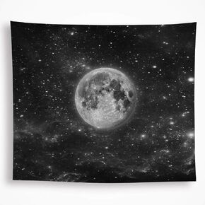 VAKADO Moon Starry Night Tapestry for Bedroom Aesthetic Black and White Tapestry Wall Hanging Space Galaxy Stars Wall Covering Decor Black Light Tapestries for Living Room Dorm 59"X82.6"