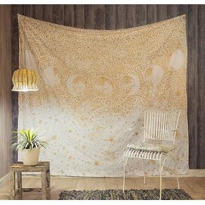 Popular Handicrafts Tapestry Wall Night Sky Hanging Hippie Mandala Bohemian Hippy Intricate Indian Tapestries Bedspread 84 x 90 Inches (215cm x 230cm) White Black