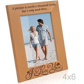 KATE POSH All because two people swiped right - Engraved Natural Solid Wood Picture Frame. Gifts for couples, Husband, Wife, Boyfriend, Girlfriend, Anniversary, Wedding (5x7 - Horizontal)
