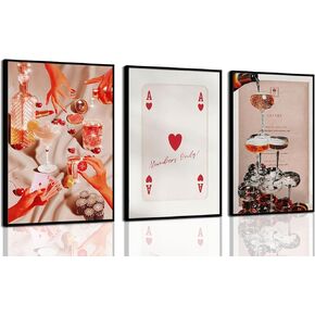 3Pcs Vintage Trendy Wall Art Funny Cocktail Dice Women Poker Night Disco Ball Preppy Wall Art Modern Neutral Aesthetic Posters Prints Funky Bar Cart Decor Pictures for Living Room Decor Unframed