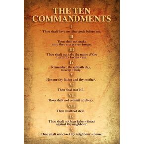 The Ten Commandments Religion Religious Bible 10 Commandments Old Testament Rules Scripture Verse Decalogue Cool Wall Art Print Poster 12x18