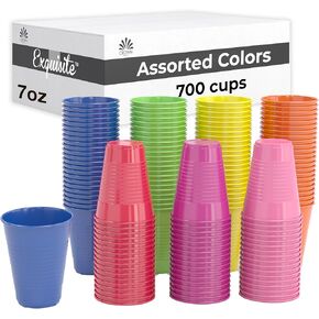 700 Assorted Color 7 Oz Plastic Cups - Disposable Plastic Cups - Colored Disposable Cups - Durable Party Cups - Plastic Disposable Drinking Cups - Bpa Free Plastic Cups For Party - Colored Cups