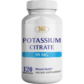 Health Potassium (Citrate) - Essential Electrolyte Supplement to Support Nerve & Muscle Function Heart Health & Energy* - Potassium Citrate Capsule - 120 Capsules
