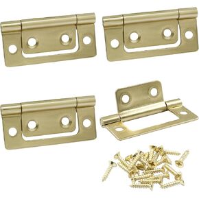 Murtenze 4 Pcs Non-Mortise Door Hinges, Stainless Steel Cabinet Hinges Gold Bifold Butt Hinges with Screws for Door, Windows, Cabinet, Cupboard - 2 x 0.9 Inch