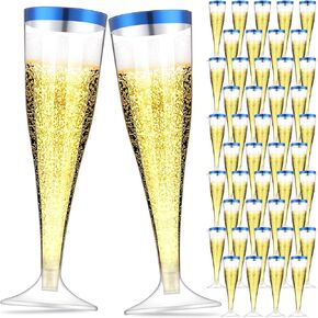 Zubebe 100 Pcs Plastic Champagne Flutes 4.5oz Plastic Classic Champagne Clear for Parties Plastic Cups Wedding Party Toasting Cocktail Cups Bulk Home Toasting Drinking Party (Black)