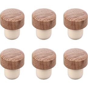 Wooden Wine Bottle Stopper 6Pcs T-shaped Stopper Cork Wine Stopper Bottle Stoppers Reusable Wine Bottle Stopper Wine Sealing Plug Bottle Cap for Wine Beer Bottles DIY Craft