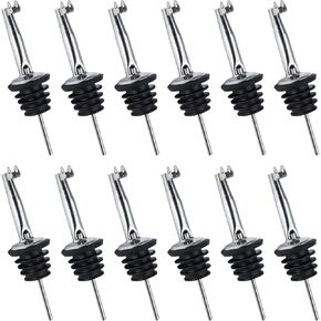 12PCS Stainless Steel Bottle Pourers, Liquor Pour Spouts Set with Flip Top for About 3/4" Bottle Mouth