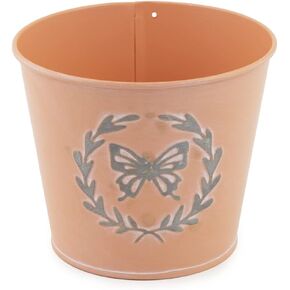 Boston International Easter Pail Butterfly Accented Metal Bucket, 4.5-Inches, Coral