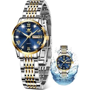 OLEVS Small Face Woman's Watch with Date Silver Gold Face Stainless Steel Waterproof Quartz Analog Women Watches Dress Ladies Wrist Watch
