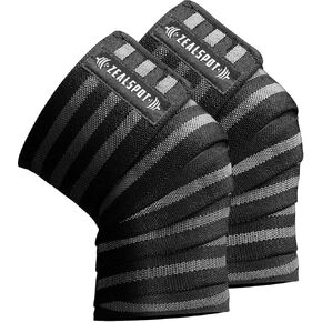 Zealspot Knee Wraps(Pair) Compression & Elastic Support for Cross Training,WODs,Gym, Workout,Weightlifting,Fitness & Powerlifting – Best Knee Straps for Squats -for Men & Women- 72"
