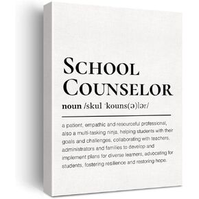 School Counselor Canvas Wall Art Gifts Motivational School Counselor Definition Canvas Print Painting Therapy Office Wall Decor Framed Gift 12x15 Inch