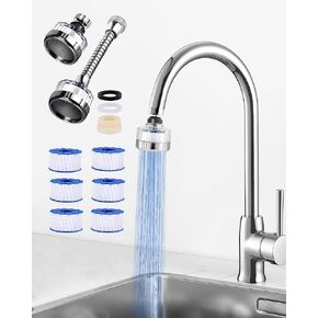 Bathroom Sink Faucet Water Filter,Sink Faucet Filter with Extension Tube,360° Rotating Kitchen Faucet Water Filter,Softens Hard Water faucet extender with 3 Replacement Filter