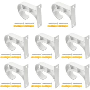 8 Packs Curtain Rod Brackets, Heavy Duty Rod Holders for 1 to 1.2 inch curtain rods, Top Mounted Curtain Rod Bracket, White
